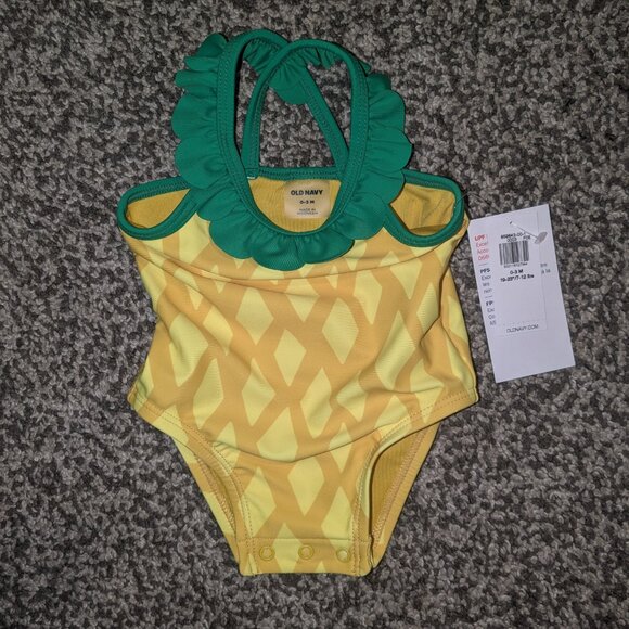 NWT Old Navy Pineapple One-Piece Swimsuit for Baby, 0-3m - Picture 3 of 3